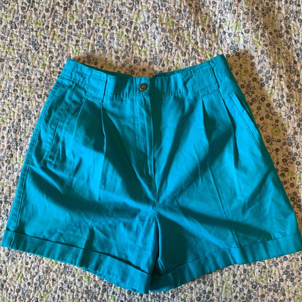 Vintage pleated blue shorts shorts 100% cotton